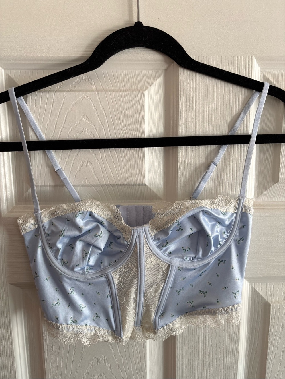 Forever 21 corset bra top lace floral blue size S